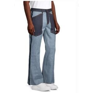 MONFRÈRE MVLA TWO-TONE JEANS JAPANESE DENIM MADE USA 38x36 WIDE FRAYED LEG HTF